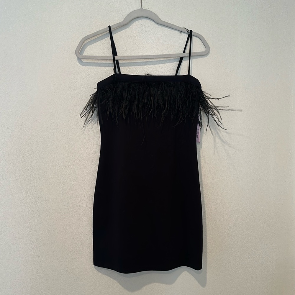 Black feather bodycon dress